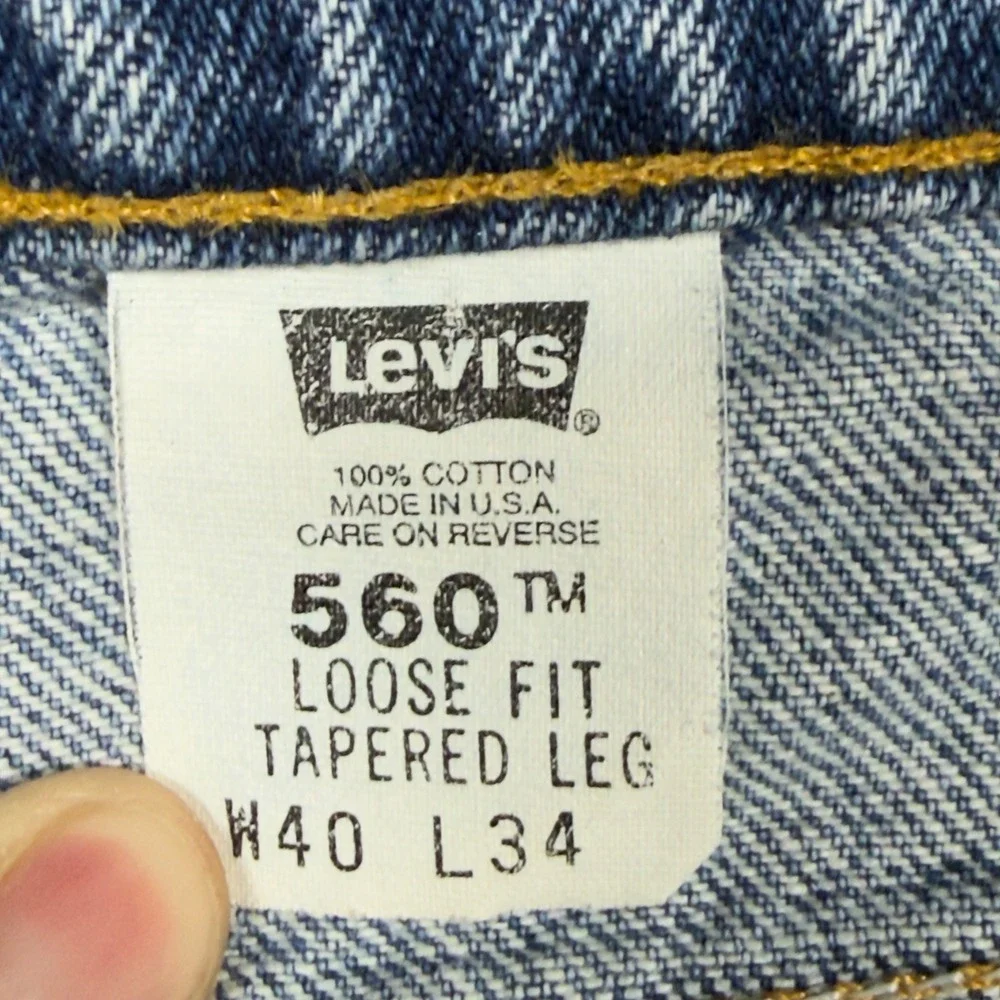 Levi's 560 Loose Fit Tapered Leg Jeans Mens 38x33 Blue Vintage Made in USA 90s‎
